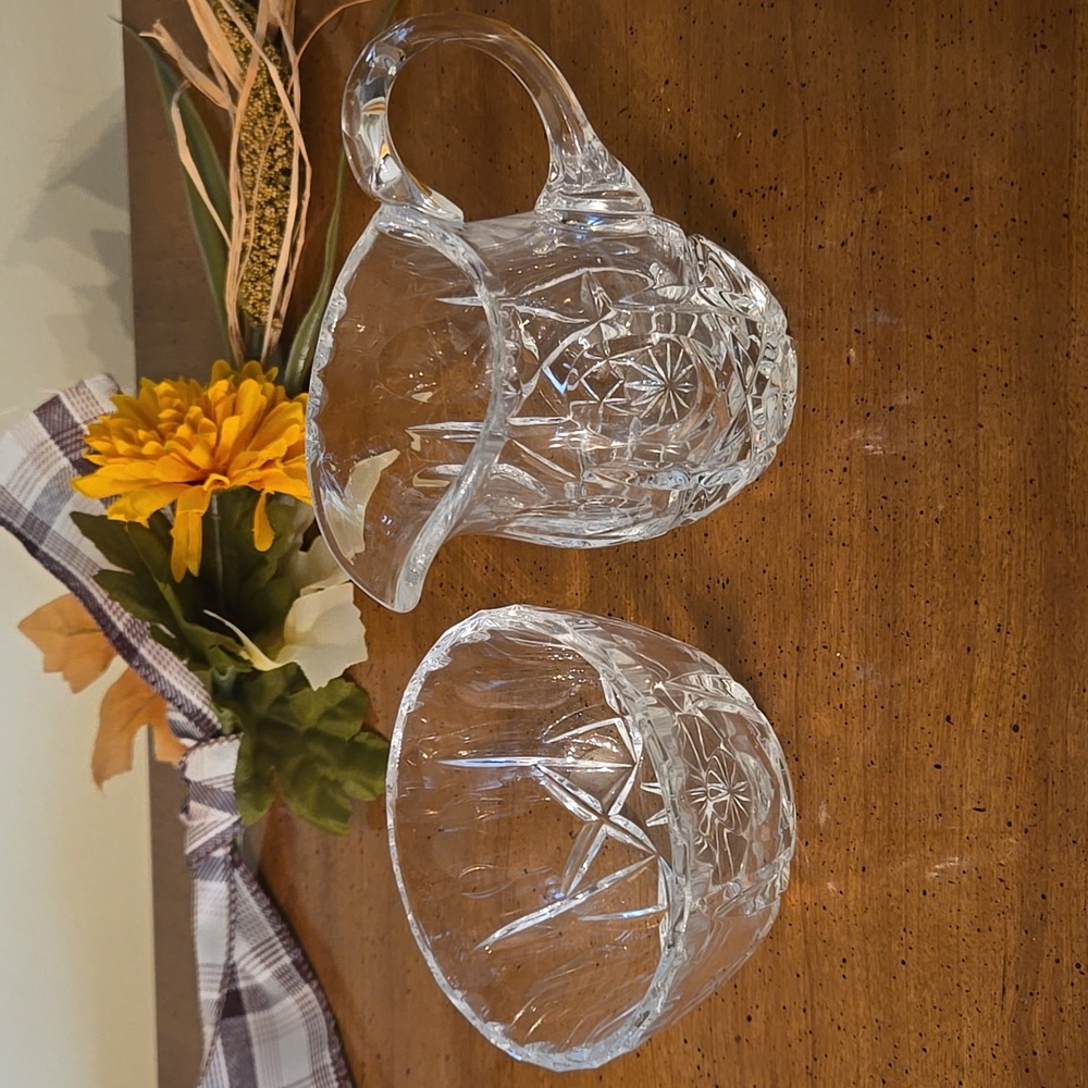Vintage Cross & Olive Crystal Cream & Sugar Set